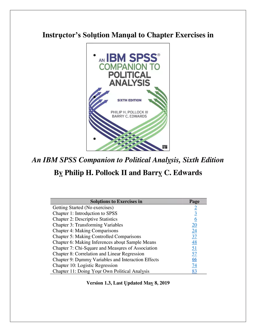 Solution Manual for An IBM SPSS Companion to Political Analysis - Page 1