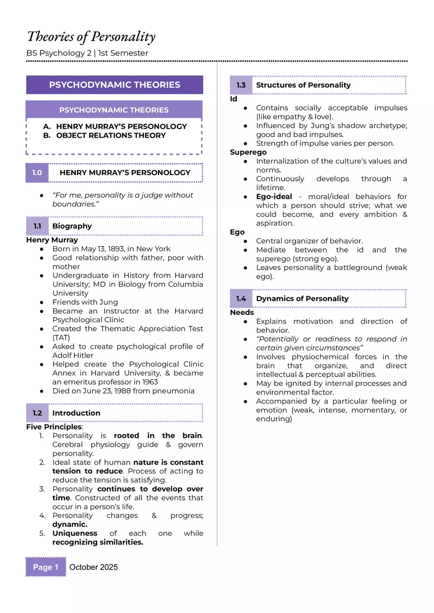 Theories of Personality - Page 1