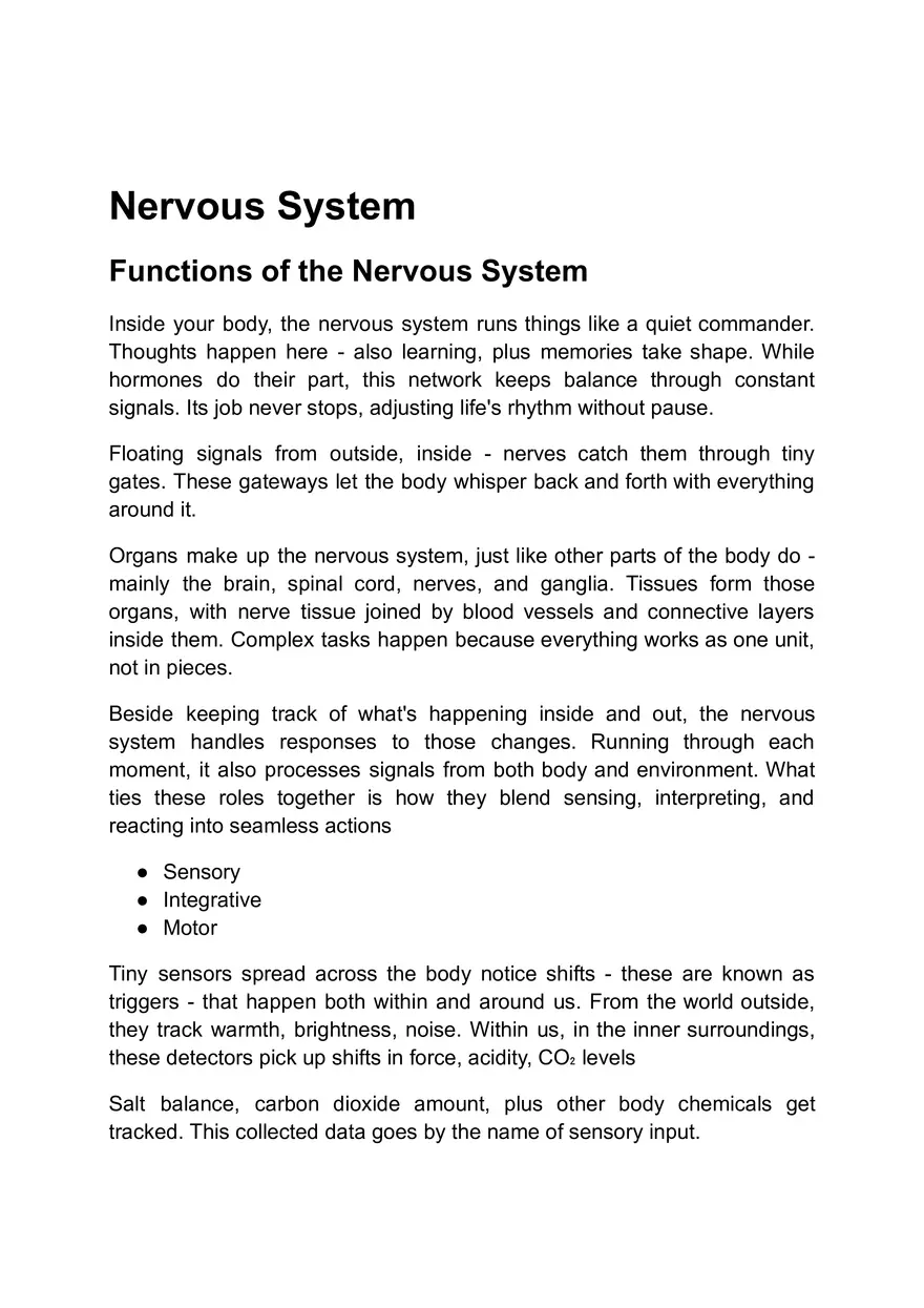 Functions of the Nervous System - Page 1