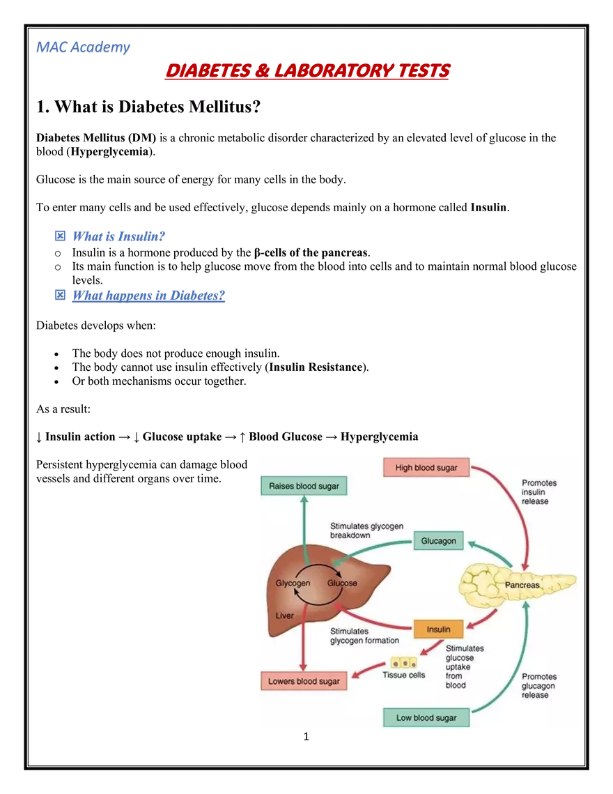 Diabetes & Laboratory Tests - Page 1
