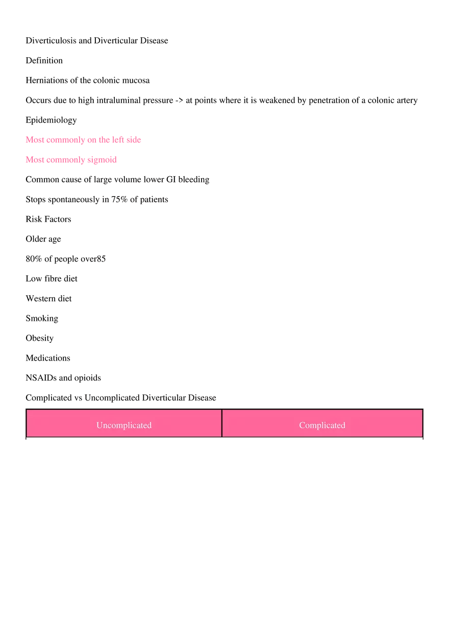 Diverticulosis and Diverticular Disease - Page 1