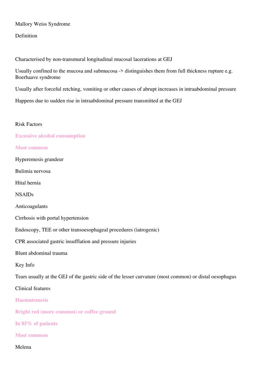 Mallory Weiss Syndrome - Page 1