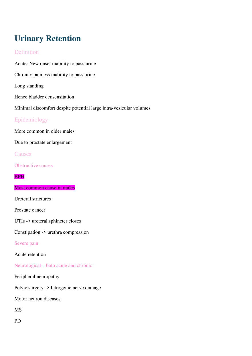 Urinary Retention - Page 1