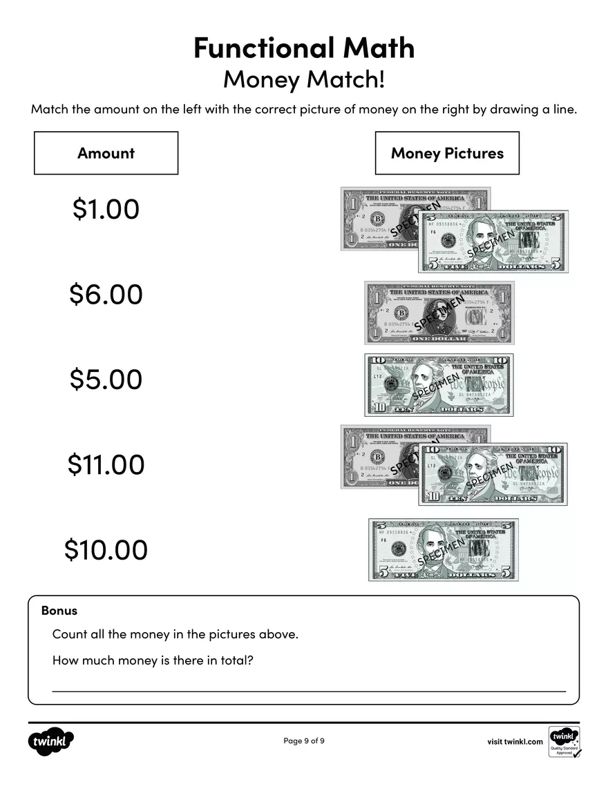 BW Functional Math for SPED - Page 9