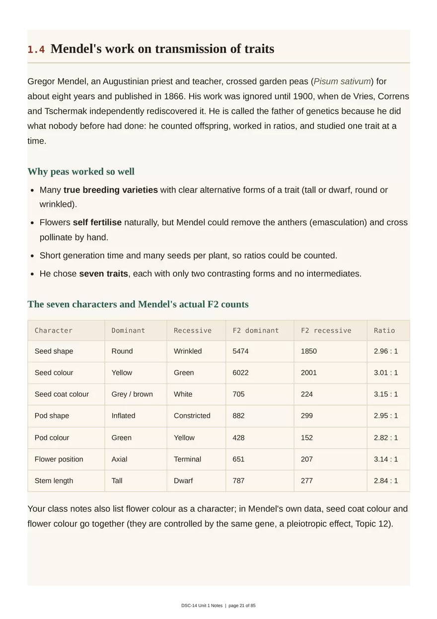 Unit 1: Transmission Genetics - Page 14