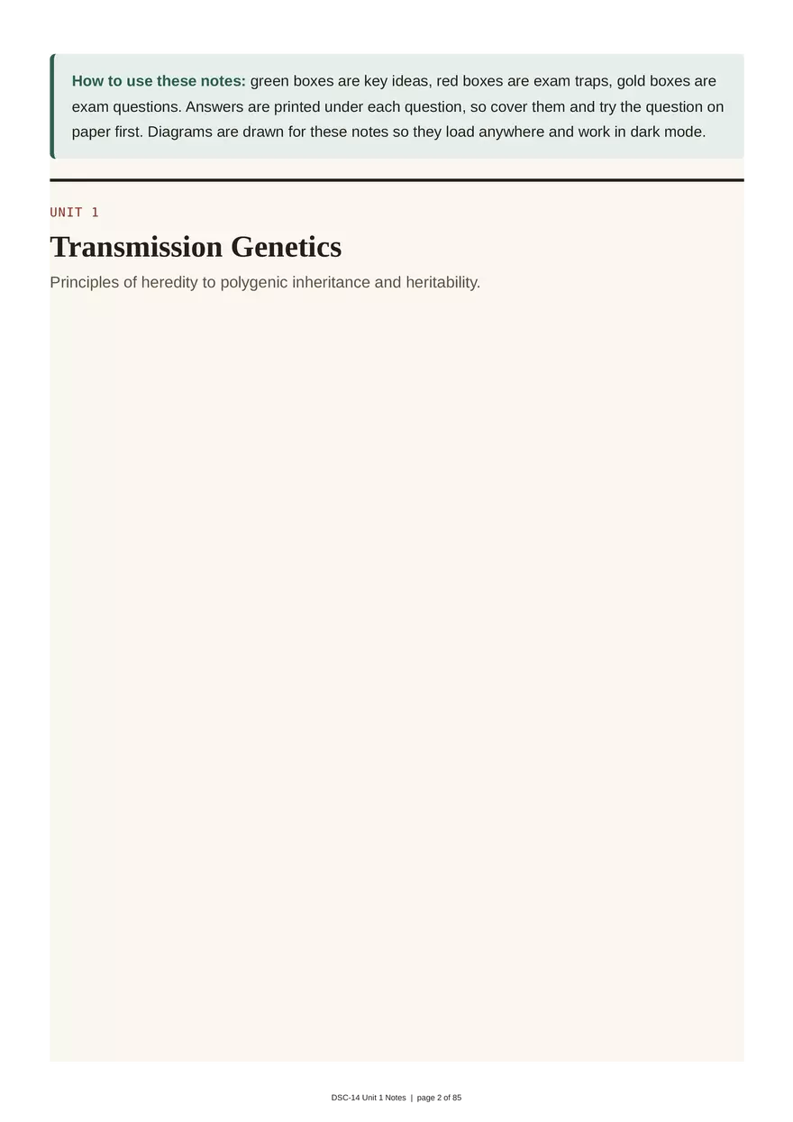 Unit 1: Transmission Genetics - Page 2