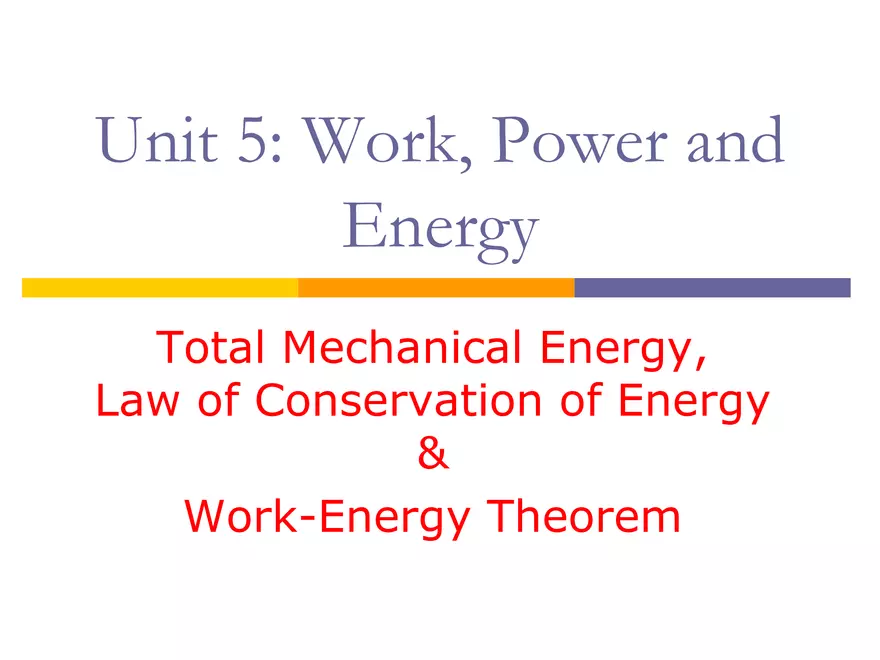 5 - WorkPowerEnergy - Conservation & Work-Energy Theorem - Page 1