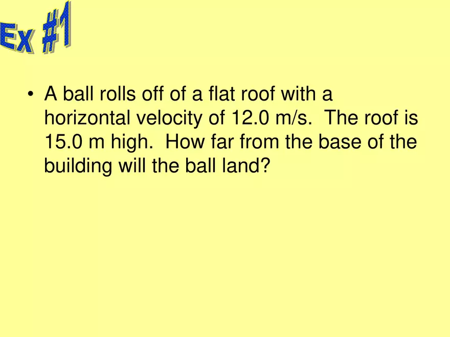 Kinematics - 6 - 2D Horizontal Launch Angle - Page 14
