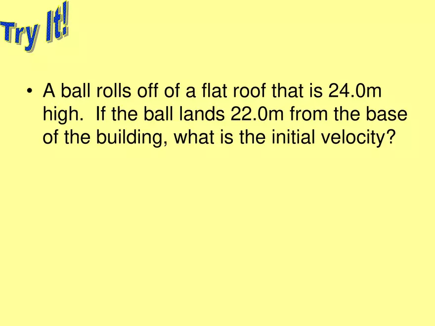 Kinematics - 6 - 2D Horizontal Launch Angle - Page 4