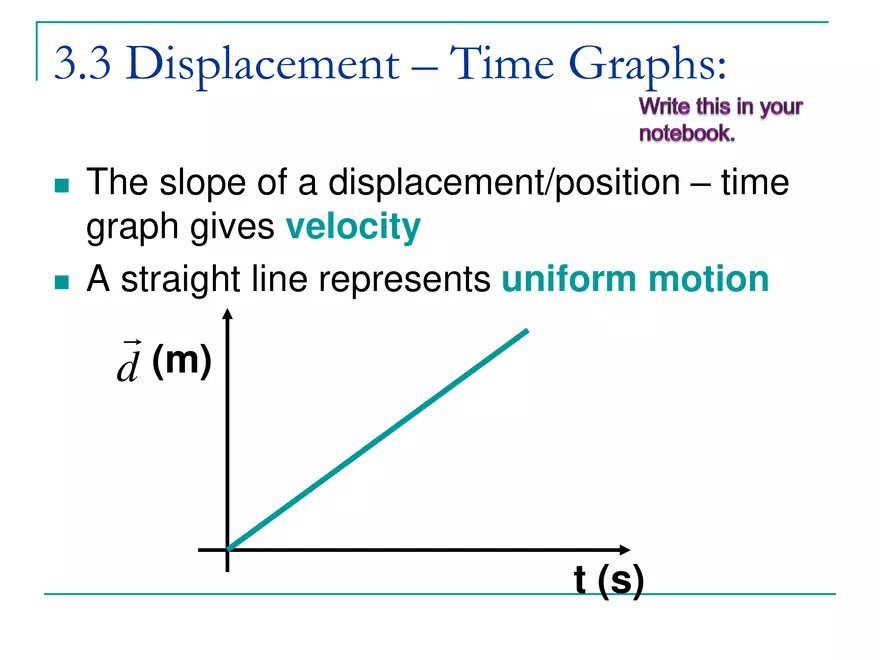 Kinematics - 2 - Displacement Time Graphs - Page 4