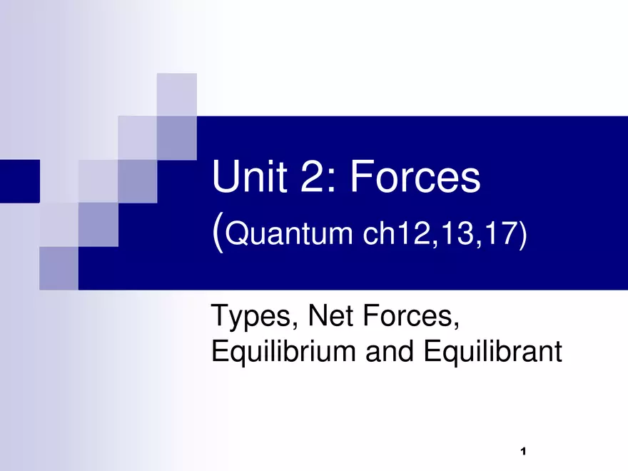 Forces - 1 - Net Force & Equilibrium - Page 1