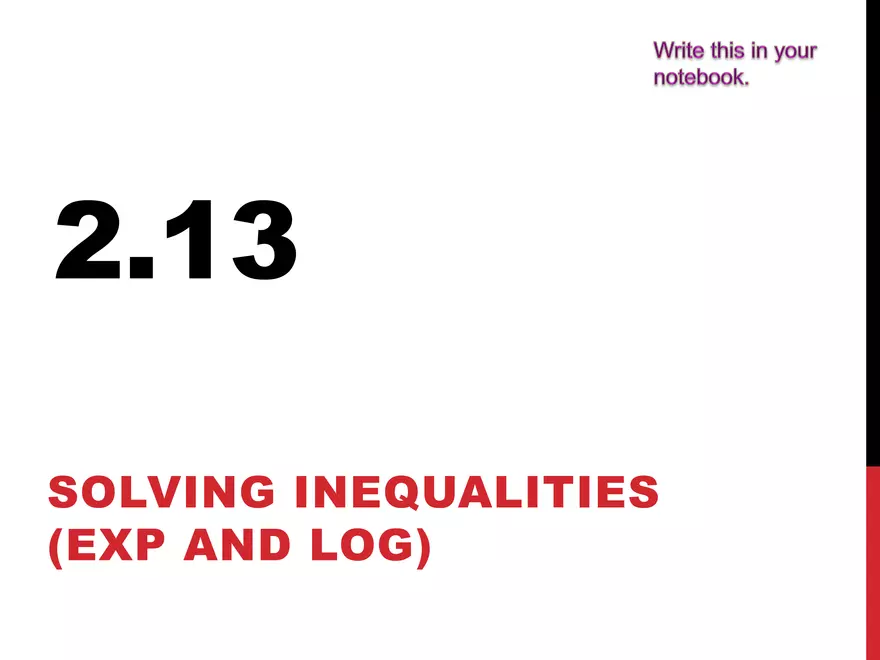 2.13 ExpLog - Logarithmic Inequalities - Page 1