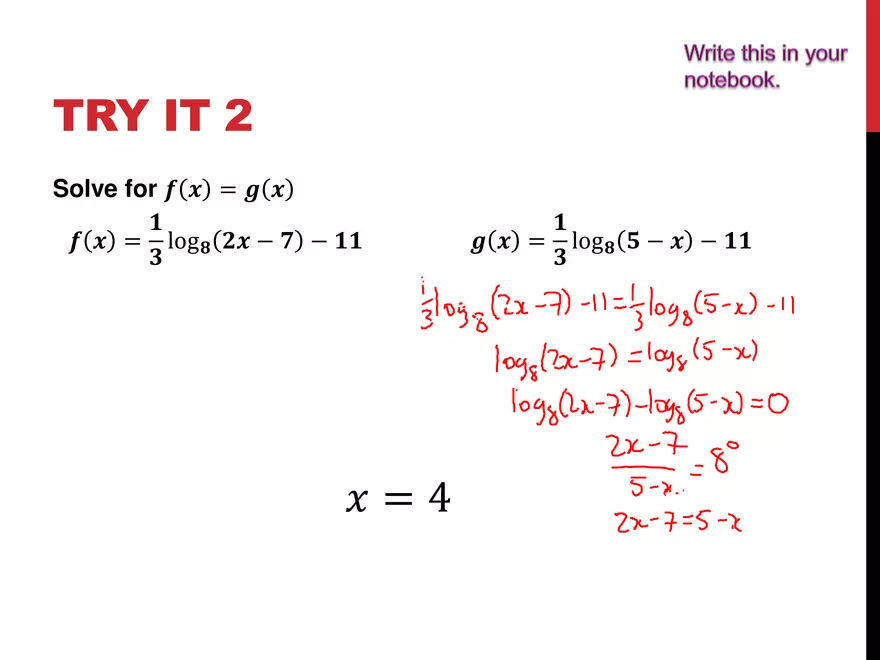 2.12 ExpLog - Logarithmic Equations - Page 13
