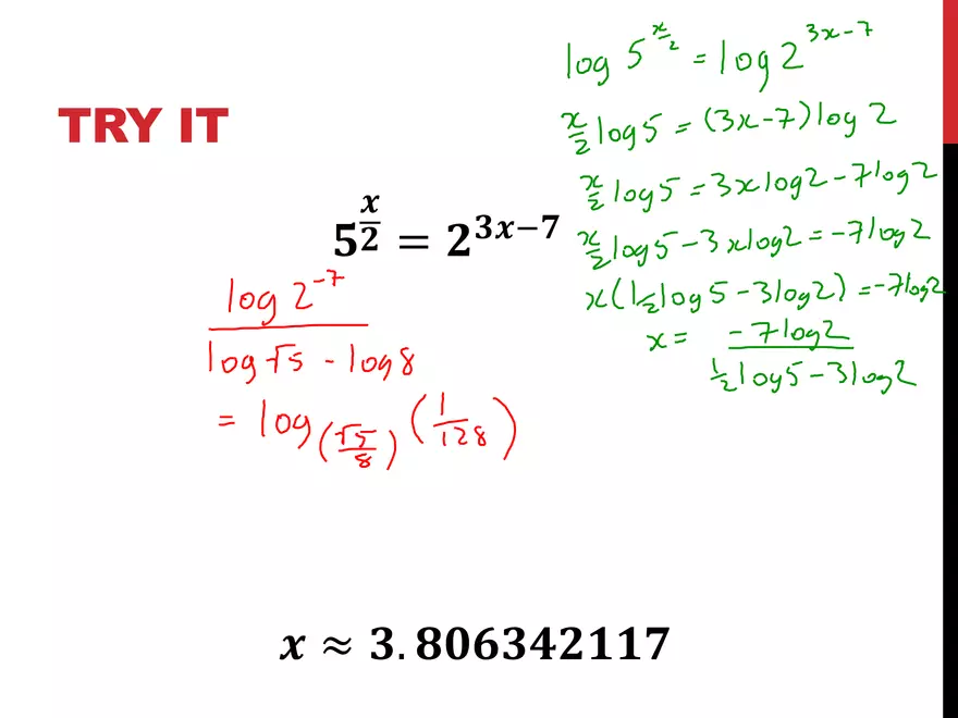 2.12 ExpLog - Logarithmic Equations - Page 5