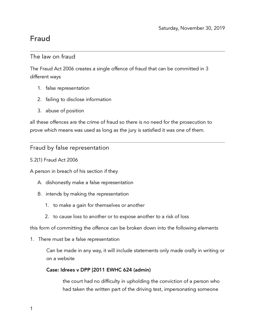 The Law on Fraud - Page 1
