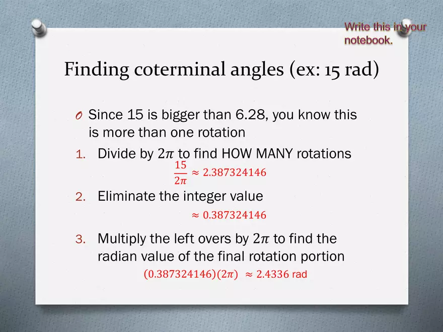 3.04 - Trig Points, Quadrant Choice, Coterminal Angles - Page 8