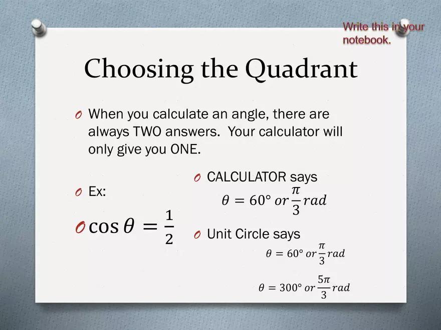 3.04 - Trig Points, Quadrant Choice, Coterminal Angles - Page 18