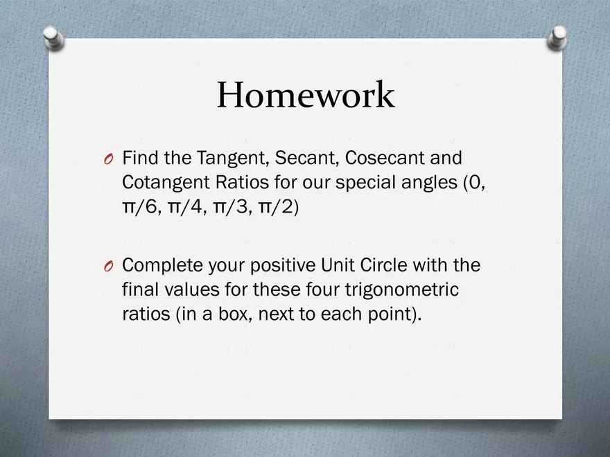 3.03 - The Unit Circle - All Ratios - Page 10