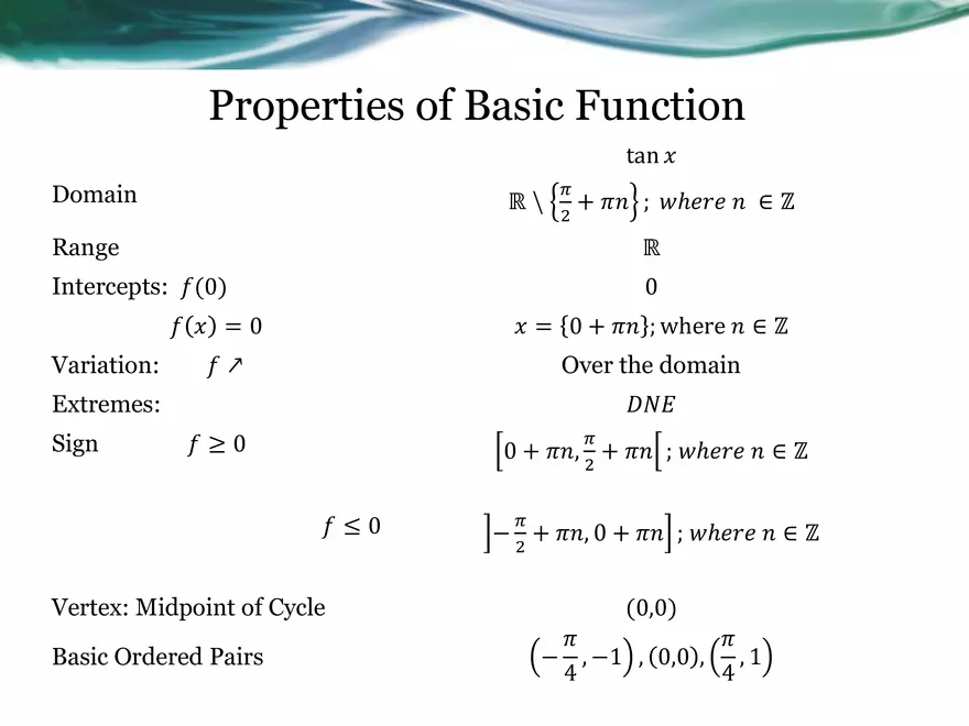 3.09A - The Tangent Function - Basic, Transformed, Graphing - Page 11