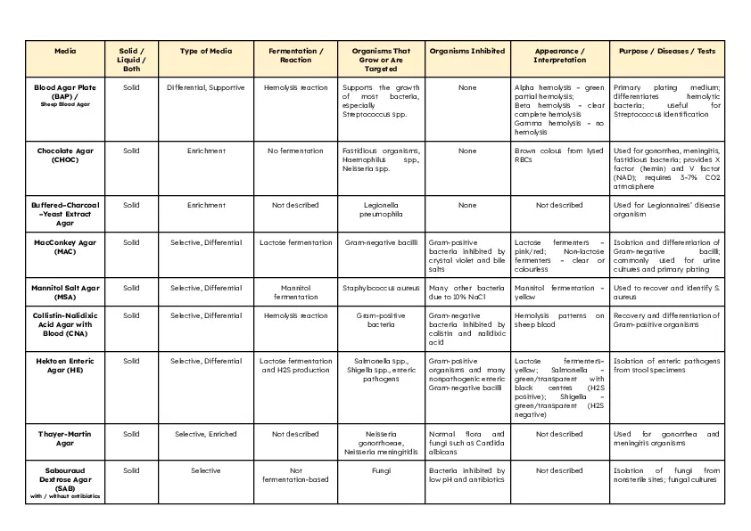 Types of Media Table - Page 2