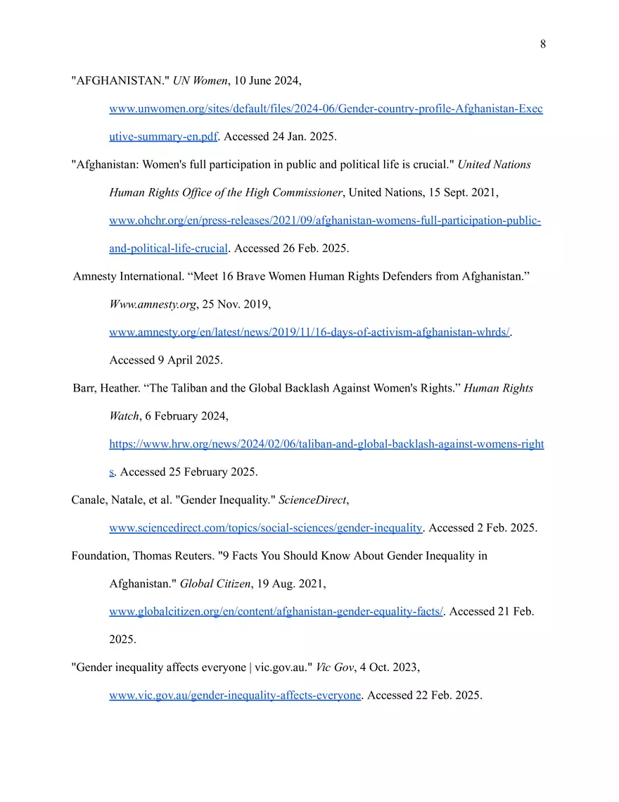 Gender Inequality in Afghanistan Research Paper - Page 8