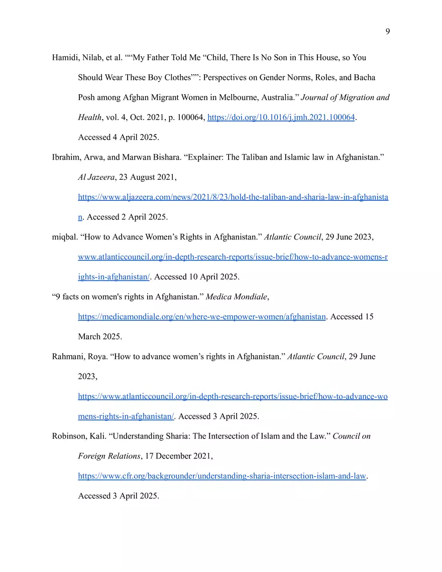Gender Inequality in Afghanistan Research Paper - Page 9