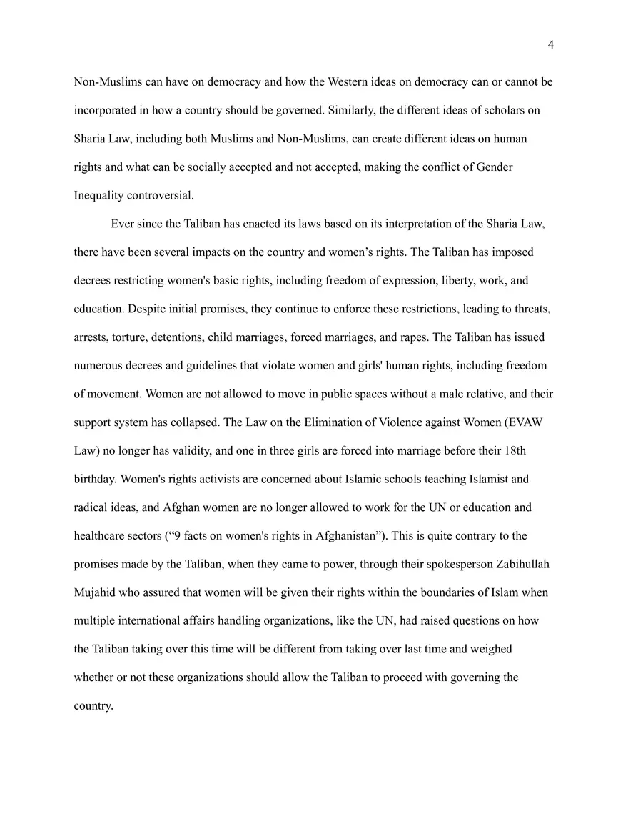 Gender Inequality in Afghanistan Research Paper - Page 4