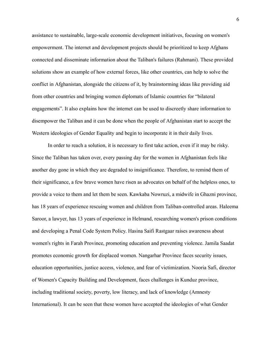 Gender Inequality in Afghanistan Research Paper - Page 6