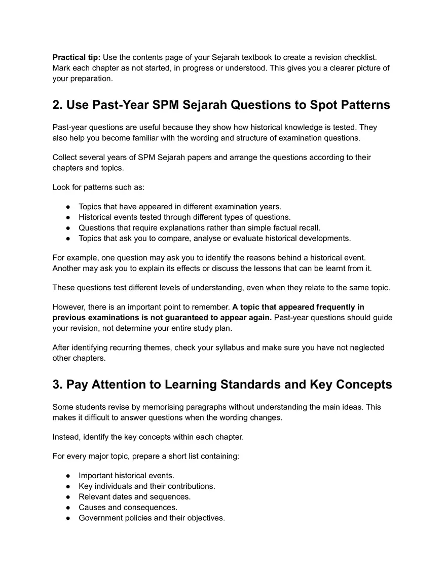 How to Identify Important Topics When Revising for SPM Sejarah - Page 2