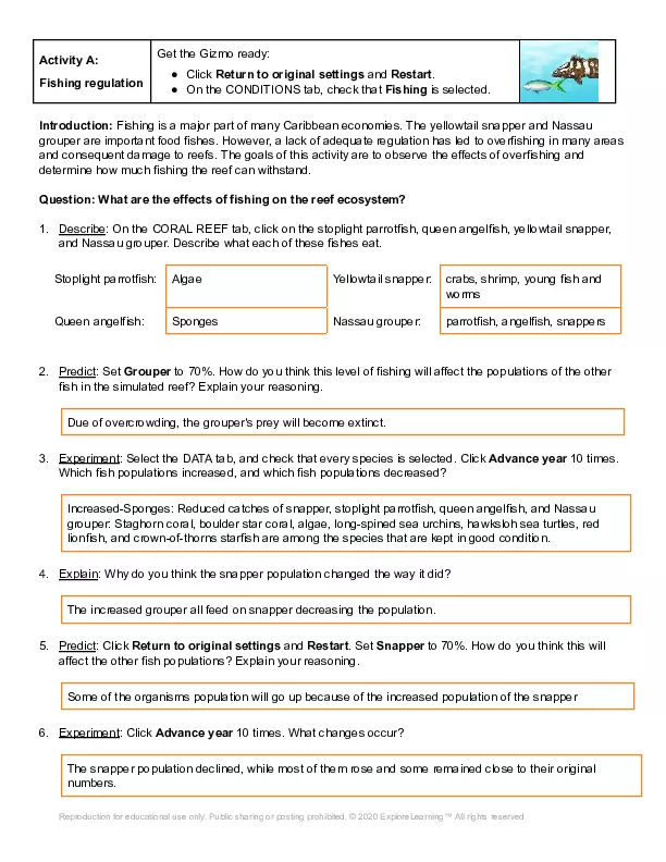 Coral Reefs 2 Biotic Factors Gizmo Answer Key Edubirdie