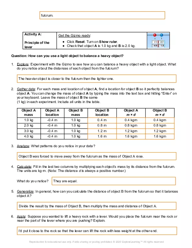Torque and Moment of Inertia Gizmo Answer Key Edubirdie