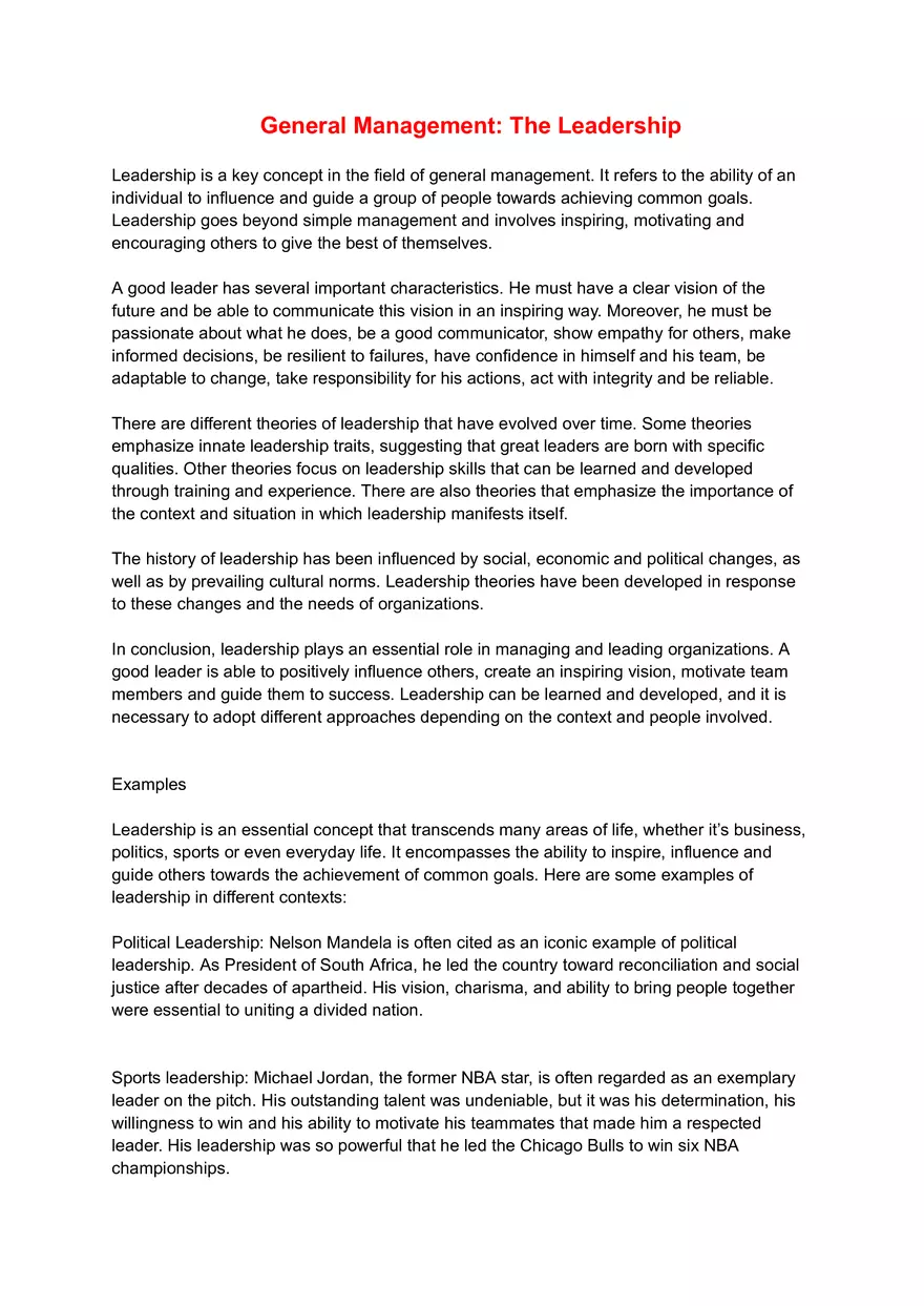 General Management: The Leadership - Page 1