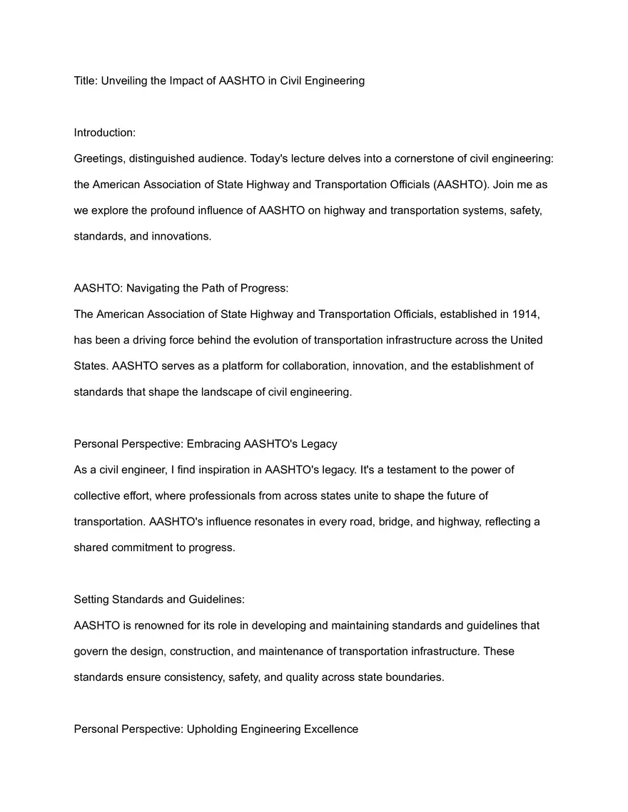 Unveiling the Impact of AASHTO in Civil Engineering - Page 1