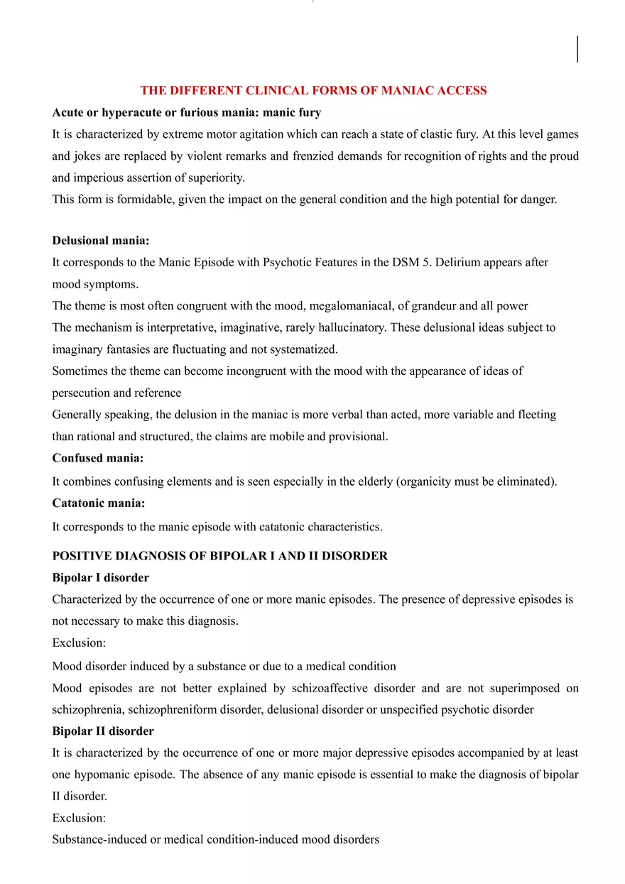 The Different Clinical Forms of Maniac Access - Page 1