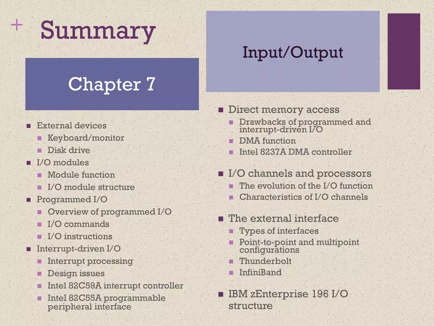 Computer Organization and Architecture. Input/Output - Page 42