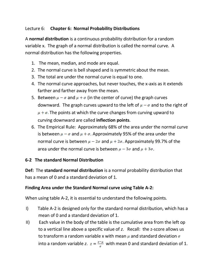 Normal Probability Distributions - Page 1