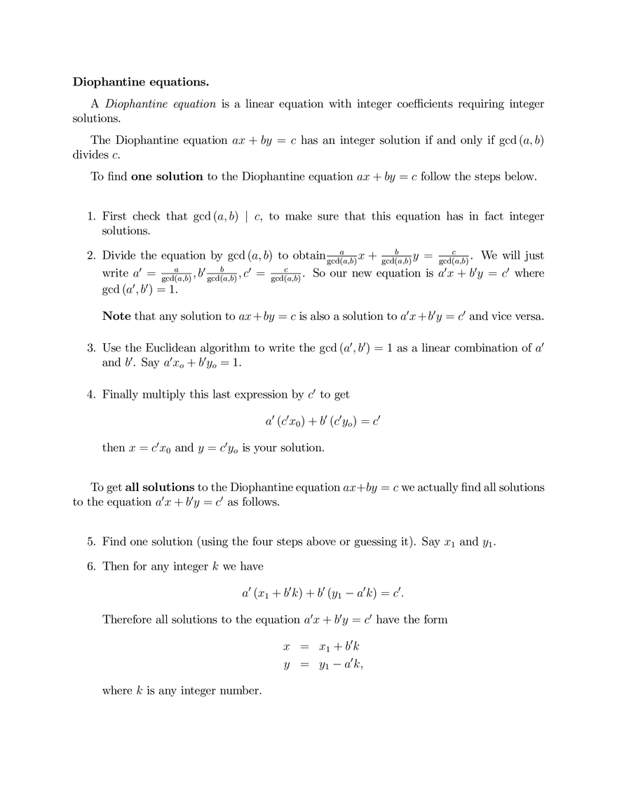 Diophantine Equations - Page 1