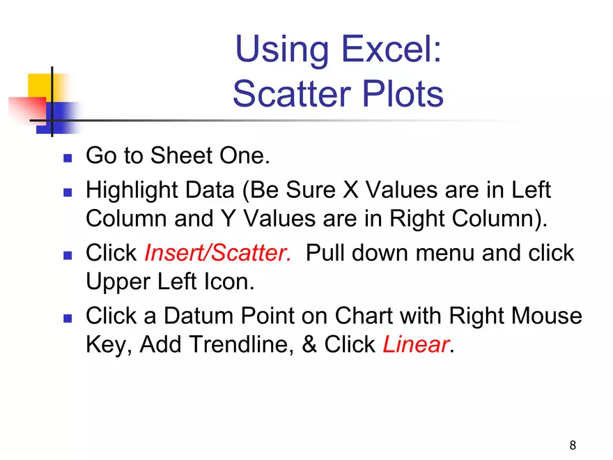 Using Excel for Statistics - Page 8