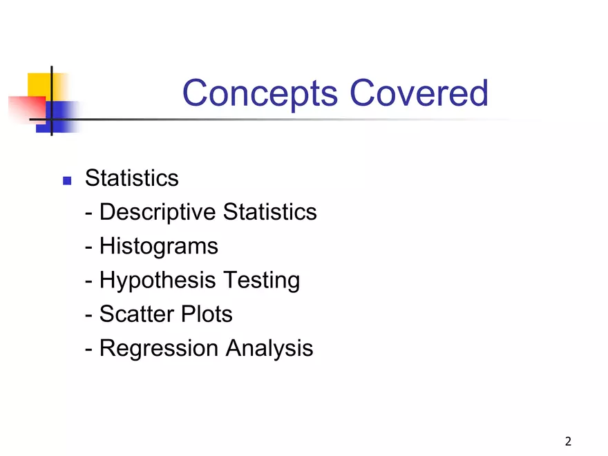 Using Excel for Statistics - Page 2