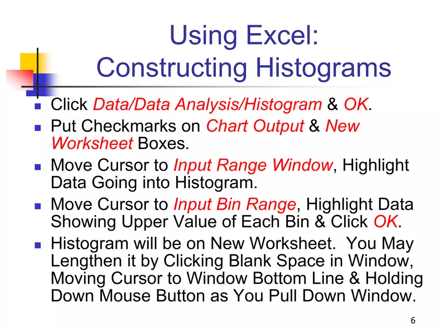 Using Excel for Statistics - Page 6