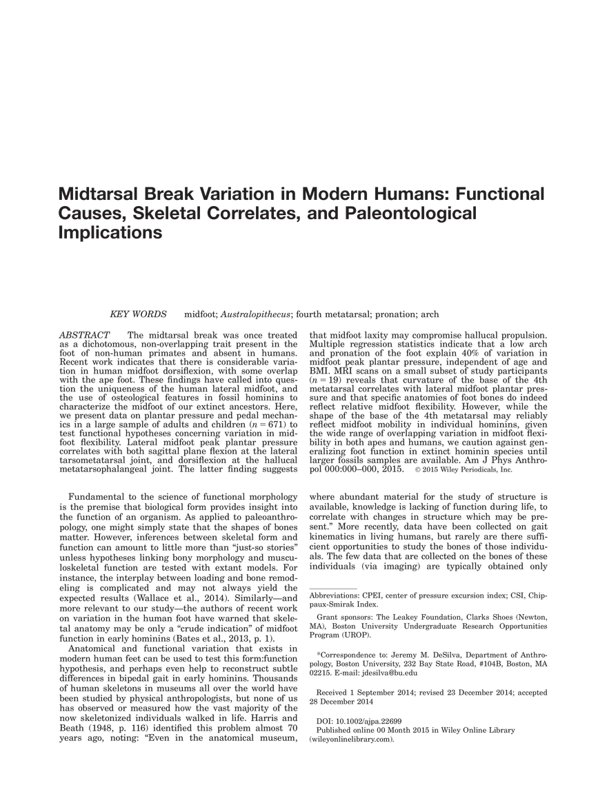 Midtarsal Break Variation in Modern Humans - Page 1