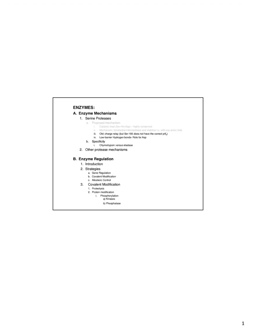 Enzyme Mechanisms Lecture Note - Page 1