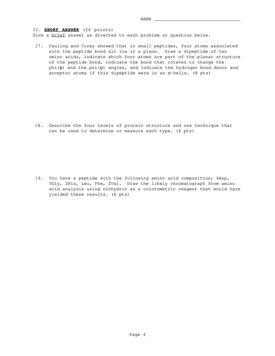 Exam 2 Biochemistry 1 Questions and Answers - Page 4