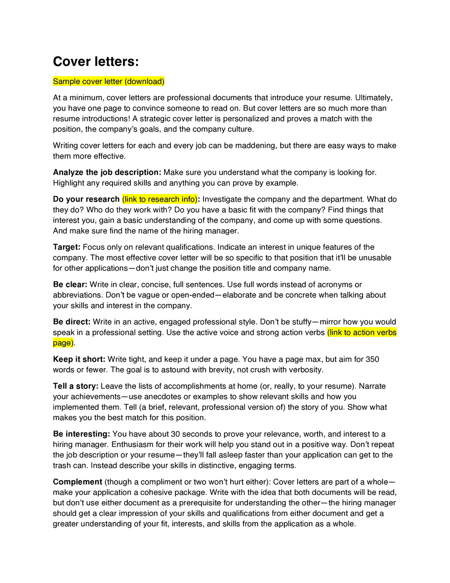 Sample Cover Letter For Job - Page 1
