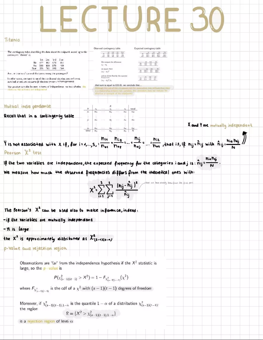 Lecture 30 - Titanic Example Statistics Note - Page 1