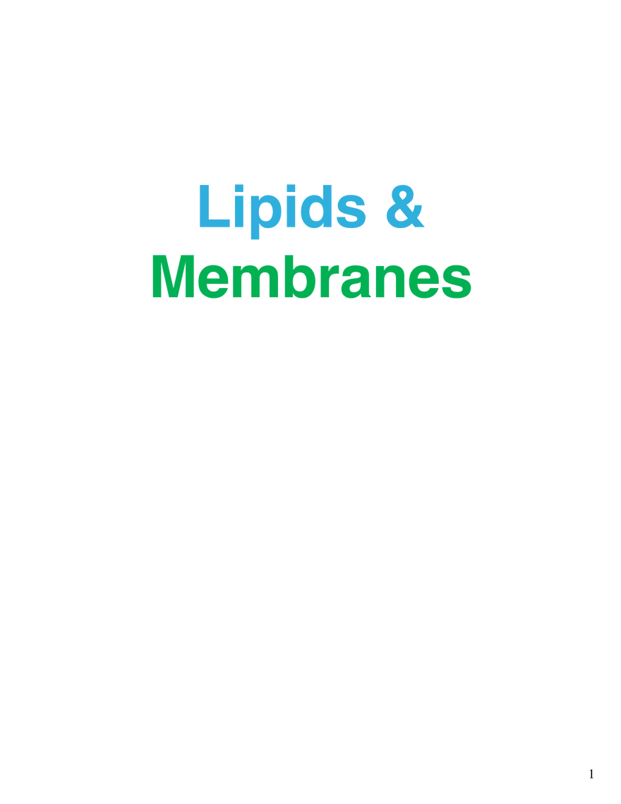 Lipids and Membranes Lecture Note - Page 1