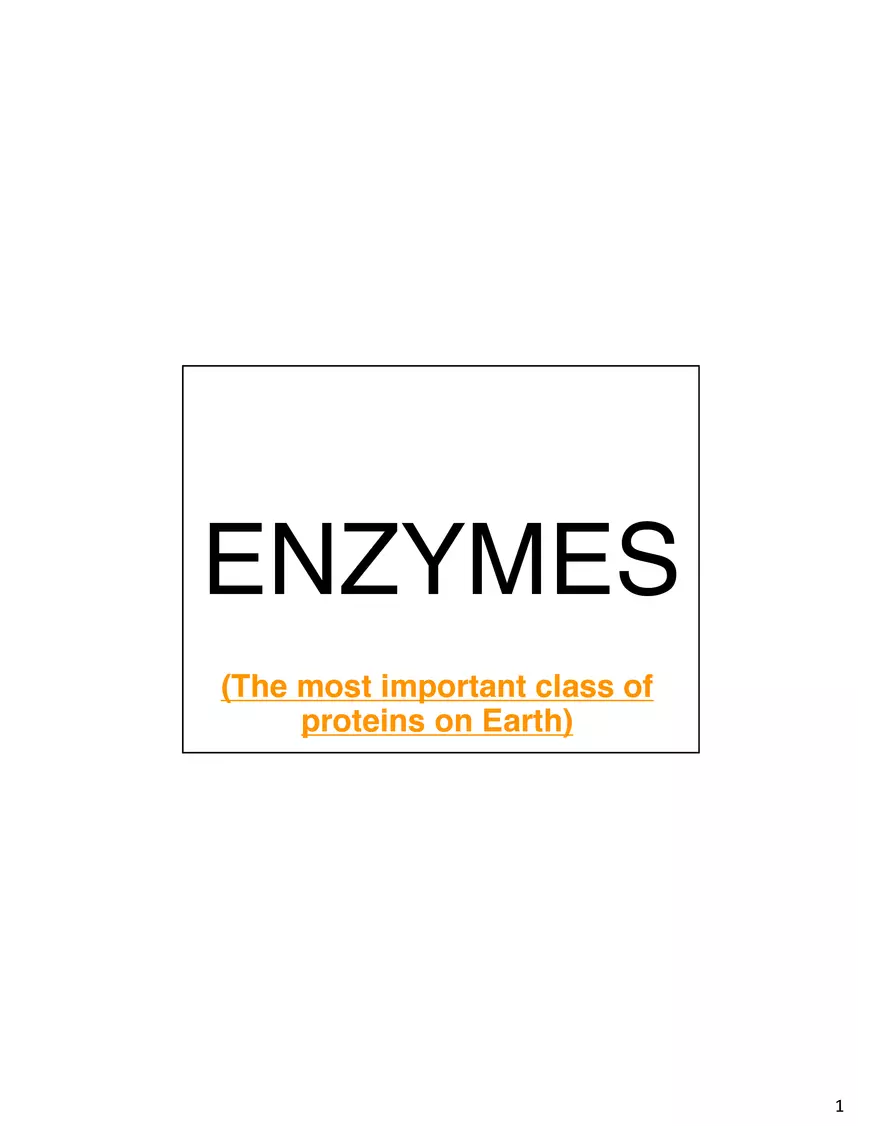 Enzymes - The Most Important Class of Proteins on Earth - Page 1
