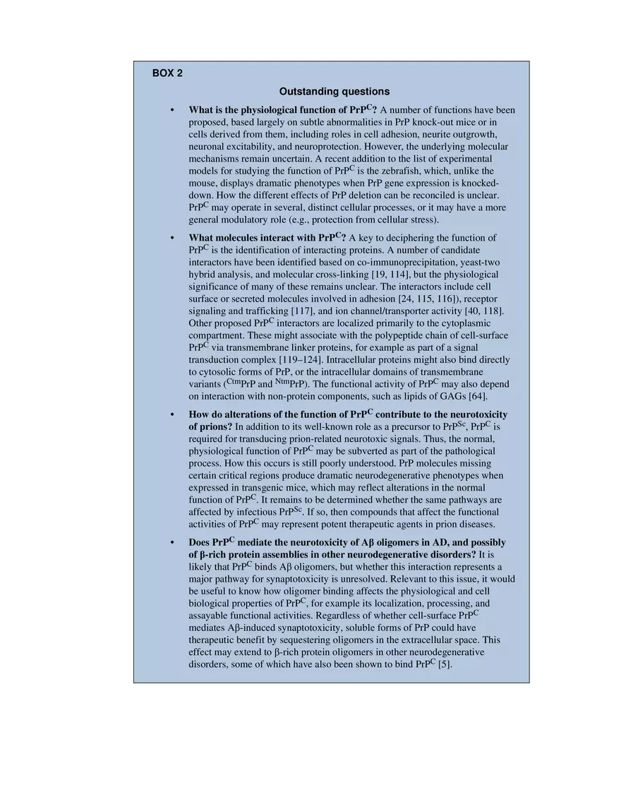 Prion Protein at the Crossroads of Physiology Box 2 - Page 1