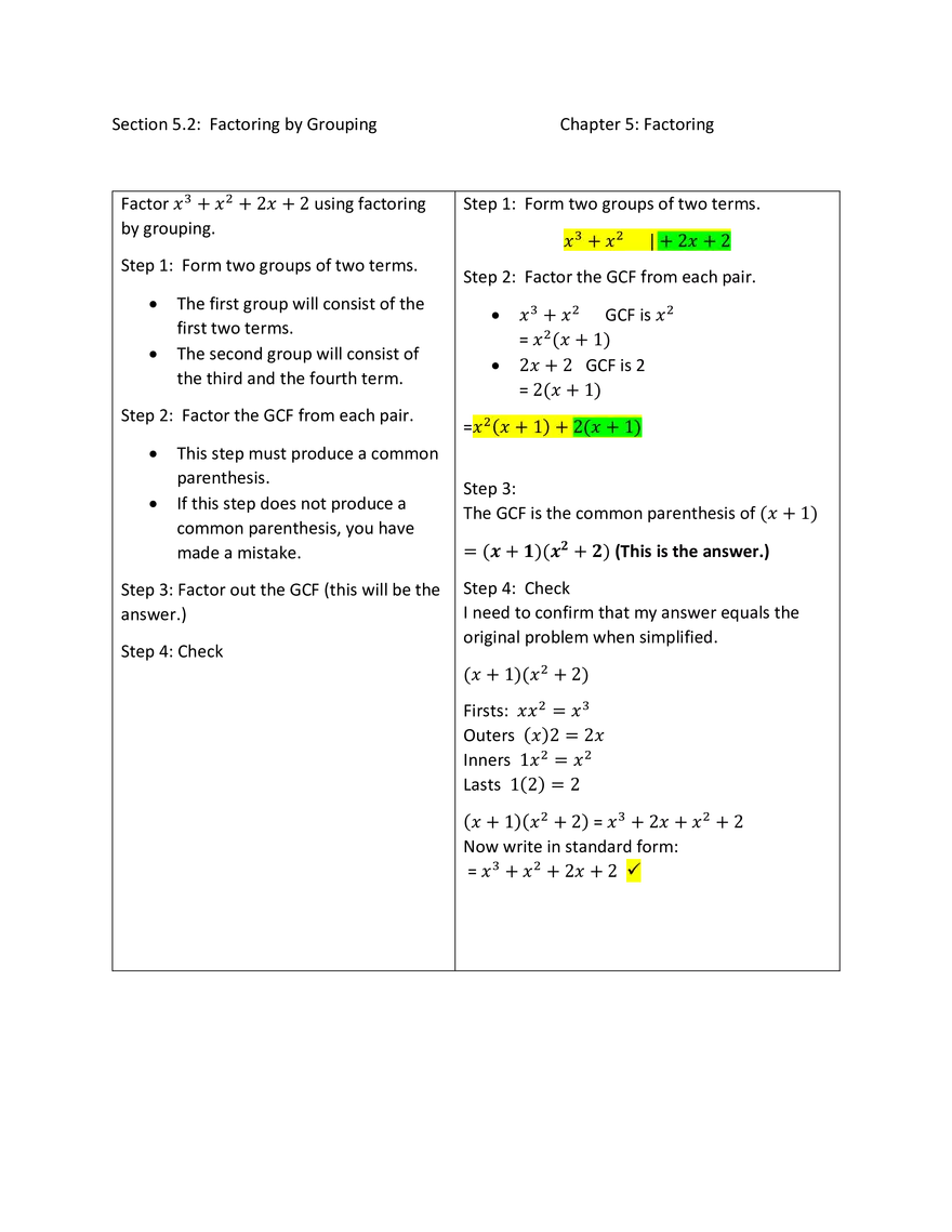 Section 5.2. Factoring by Grouping - Page 2