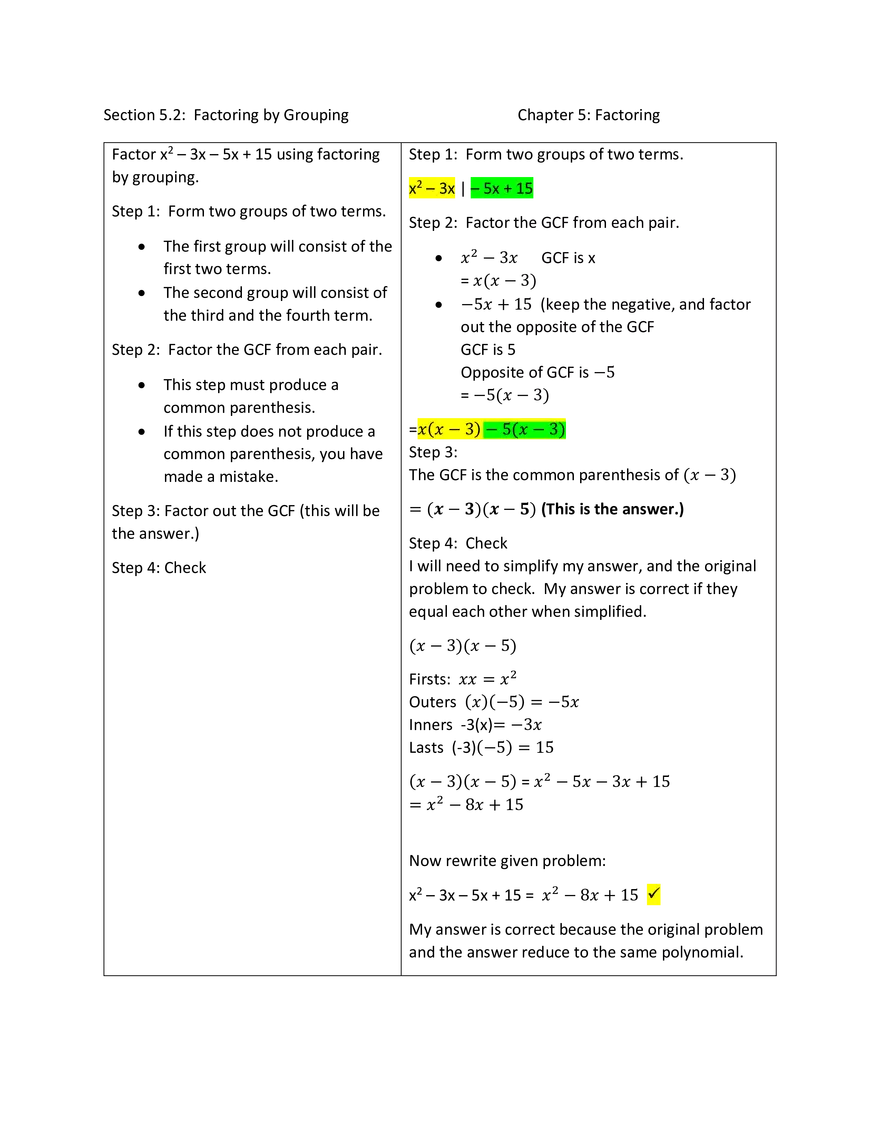 Section 5.2. Factoring by Grouping - Page 5